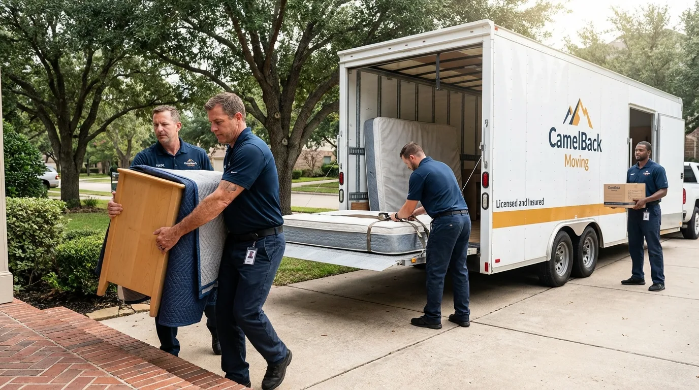 Crew loading residential truck for cross-state move from Minersville, PA