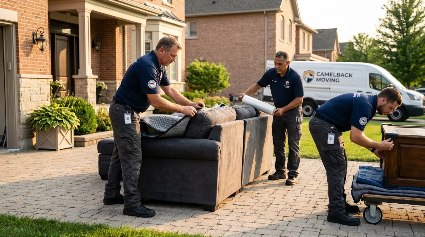Large estate moving crew wrapping furniture in Minersville, PA