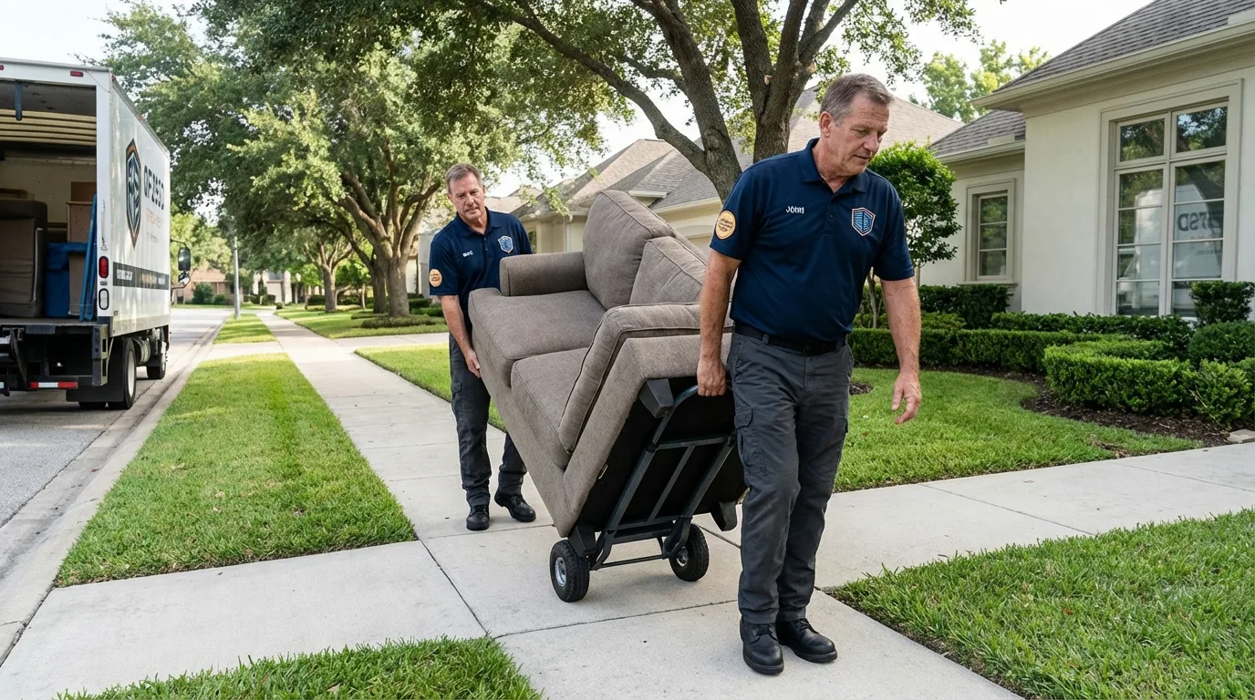 Local residential moving crew loading furniture in Minersville, PA